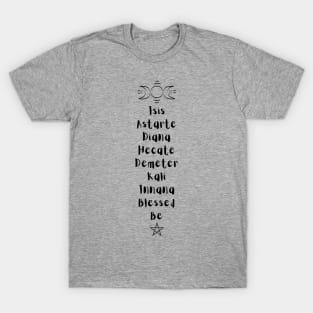 Isis, Astarte, Diana, Hecate, Demeter, Kali, Innana, Blessed Be the Witches T-Shirt